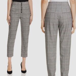 Joie‎ Women Sz 4 Ebony Caviar High Waist Cropped Straight Leg Plaid Pant Trouser